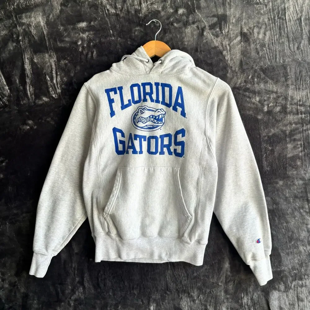 2000s Florida Gators Champion Brand Reverse Weave Gray Hoodie Size Extra Small